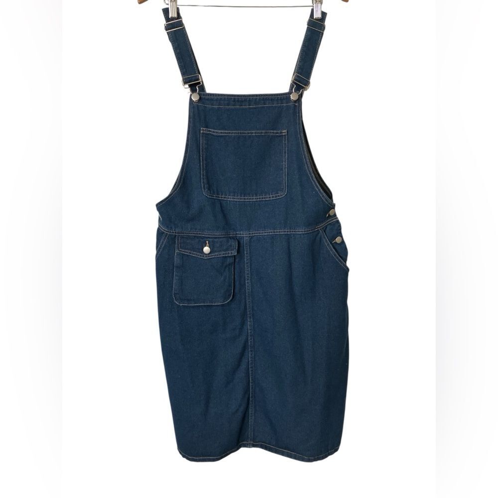 Vintage Overall Dress Size XL Denim Retro Pockets Apple Picking